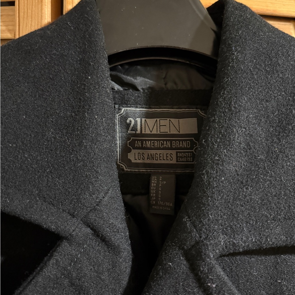 21men Charcoal Pea Coat